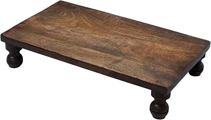 Creative Co-Op Decorative Handmade Wood Pedestal with Carved Feet, Espresso Finish Grey | Amazon (US)