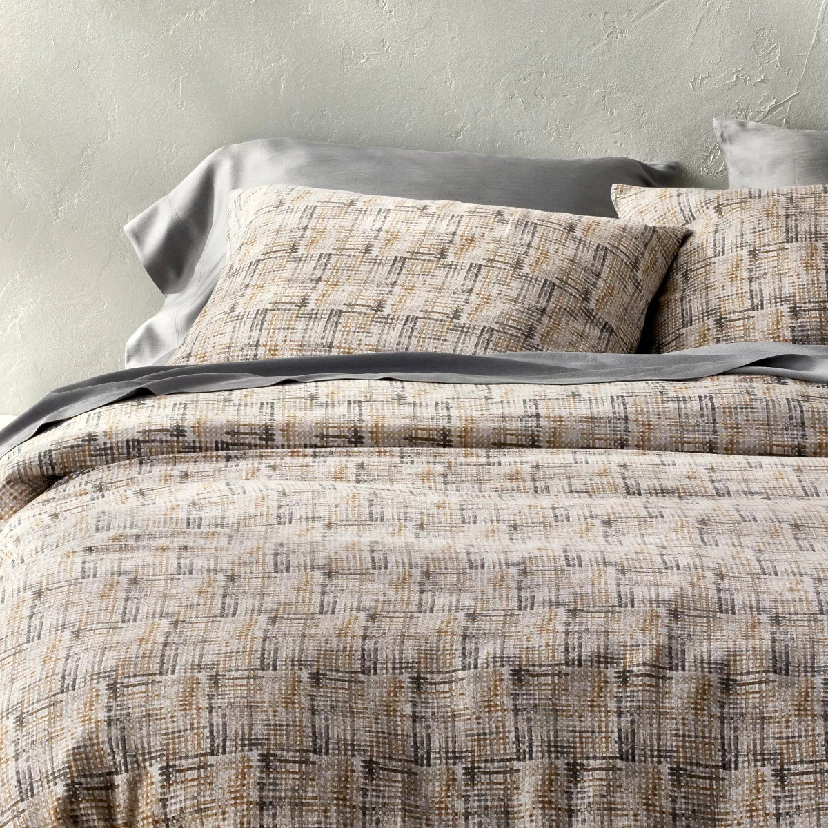 Heavyweight Linen Blend Duvet Cover and Sham Set Grid Print - Casaluna™ | Target