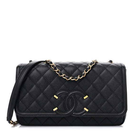 Caviar Quilted Medium CC Filigree Flap Black | FASHIONPHILE (US)