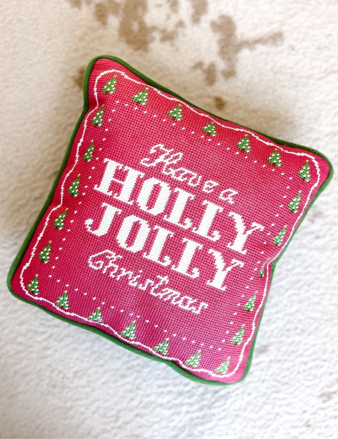 Merry Little Christmas Needlepoint Pillow - Etsy | Etsy (US)