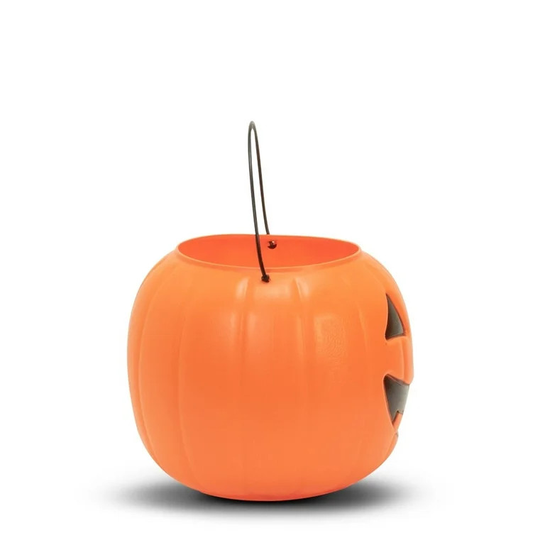 Halloween Pumpkin Treat Pail, Orange, 8", by Way To Celebrate | Walmart (US)
