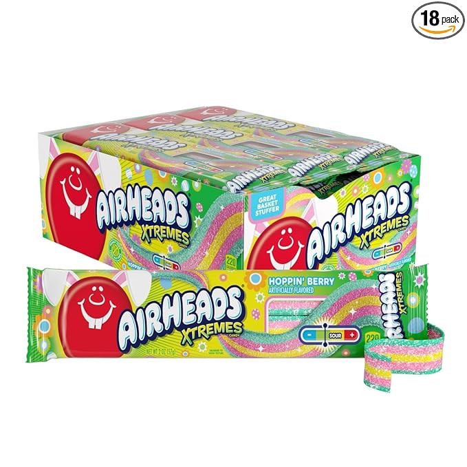 Airheads Xtremes, Sweetly Sour Spring Edition Hoppin Berry Flavored Candy Belts, Easter Baskets, ... | Amazon (US)