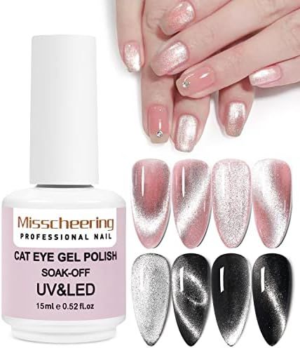 15ml Soak Off 9D Wide Cat eyes Magnetic Gel Polish Bright Silver UV Gel Nail Polish Enamel Lacquer G | Amazon (US)