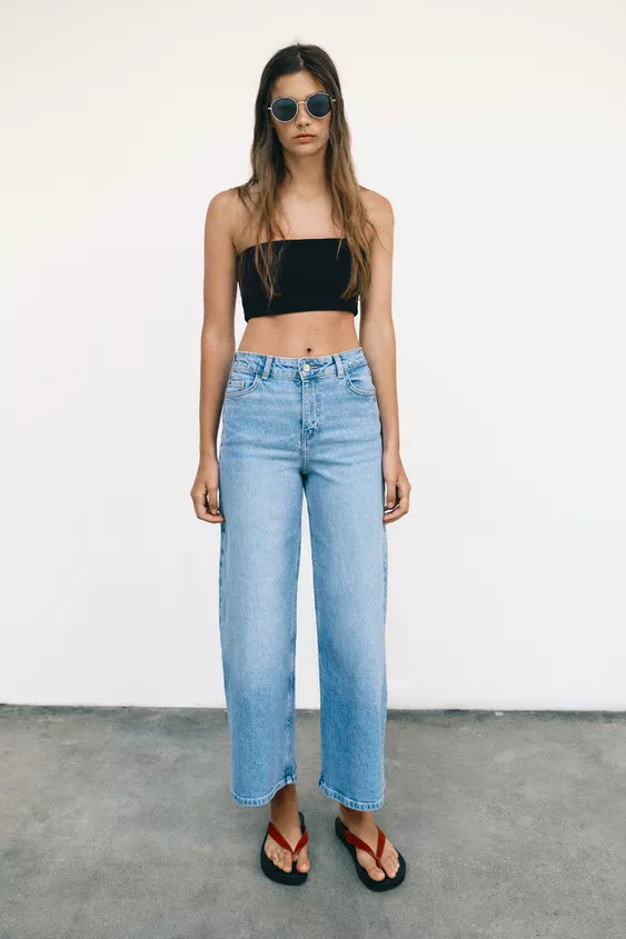 Z1975 HIGH-WAISTED CULOTTE COMFORT JEANS | Zara Canada