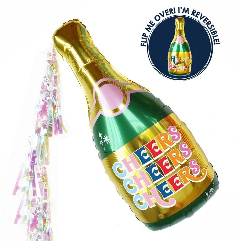 Packed Party Reversible Champagne Statement Balloon with Iridescent Tassels, Multi-Color, 3 ft. T... | Walmart (US)