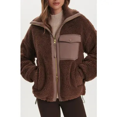 Varley Lowell Faux Shearling Jacket in Sandshell/Coffee Bean at Nordstrom, Size X-Large | Nordstrom