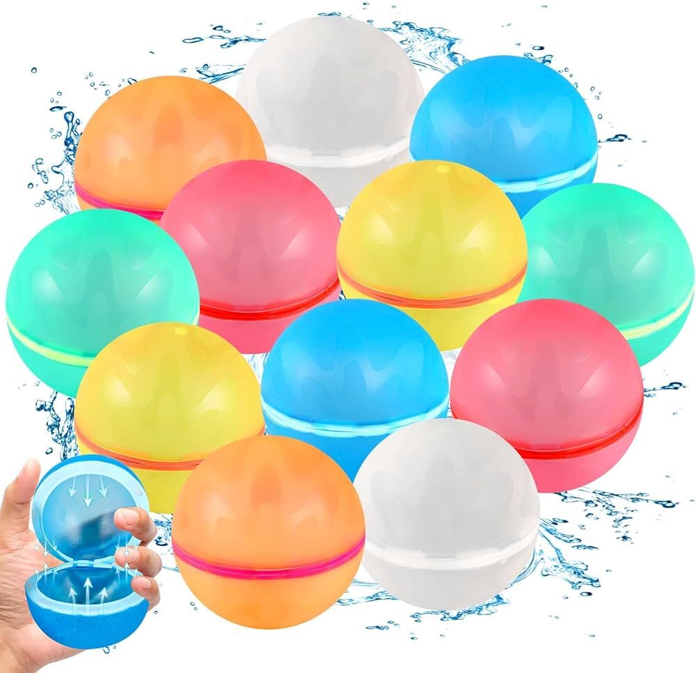 SCUATANBE 12PCS Reusable Magnetic Water Balloons, Self-Sealing Quick Fill Water Bomb Toys For Kid... | Amazon (US)