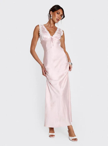 Liliya Lace Maxi Dress Pink | Princess Polly US