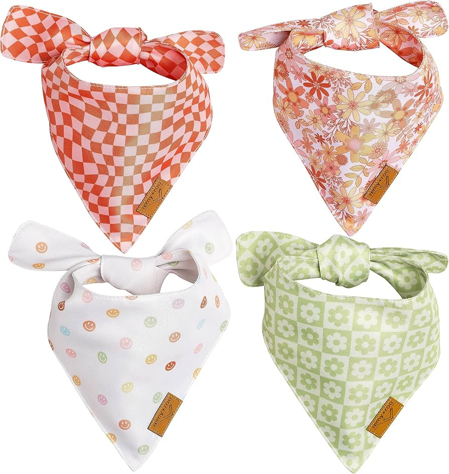 Remy+Roo Dog Bandanas - 4 Pack | Daisy Set | Premium Durable Polyester Fabric | Custom Unique Sha... | Amazon (US)