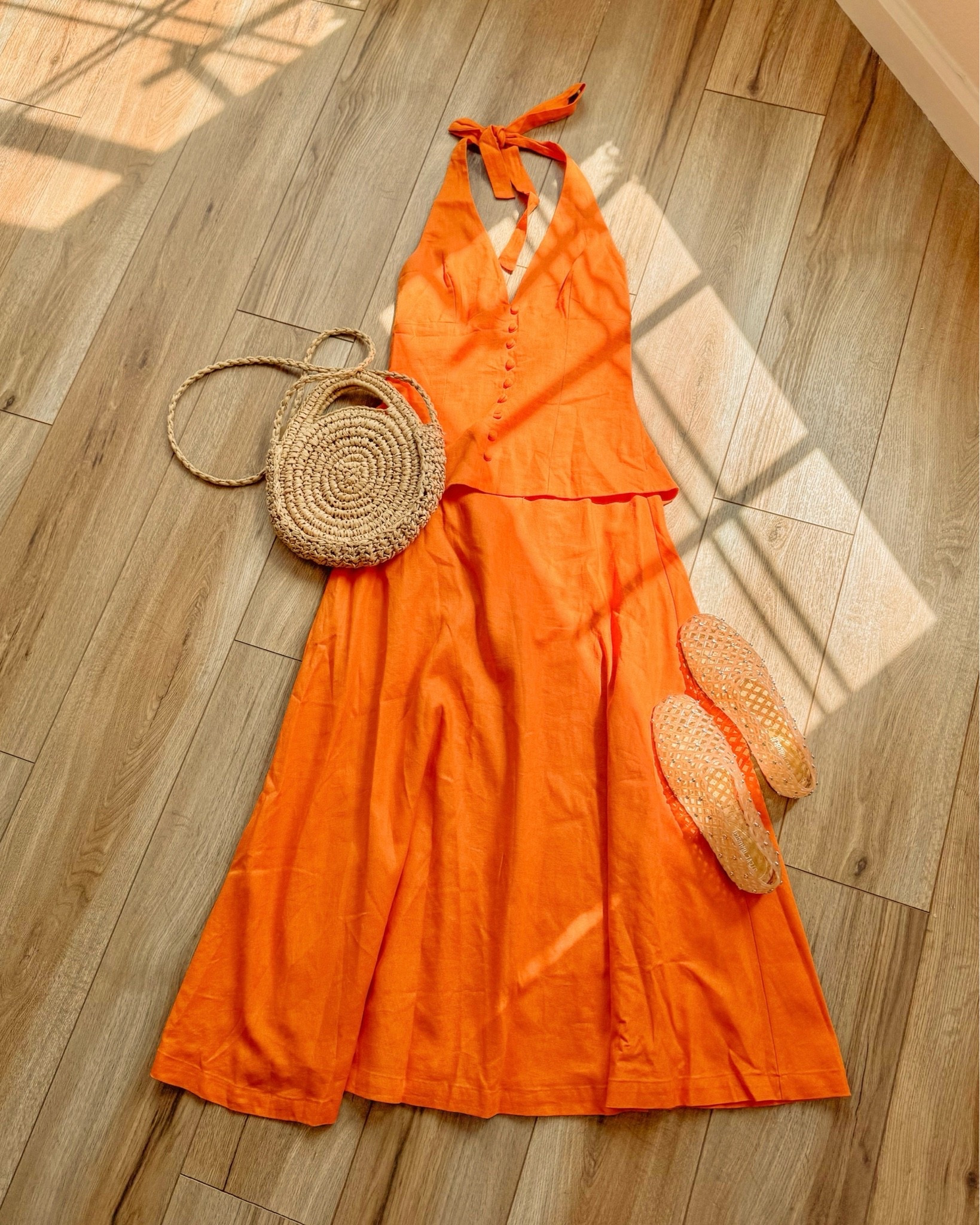 this bold orange linen matching set is the perfect summer vacation outfit! The color is stunning in person, leans a little more on the earthy orange side which i love. can be styled casually with jelly flats, or a more dressed up, look with black heels and accessories. Runs true to size, minimal stretch in the skirt, but the top has a stretchy back. 🧡🍊

#LTKSeasonal #LTKootd #LTKdayinmylife