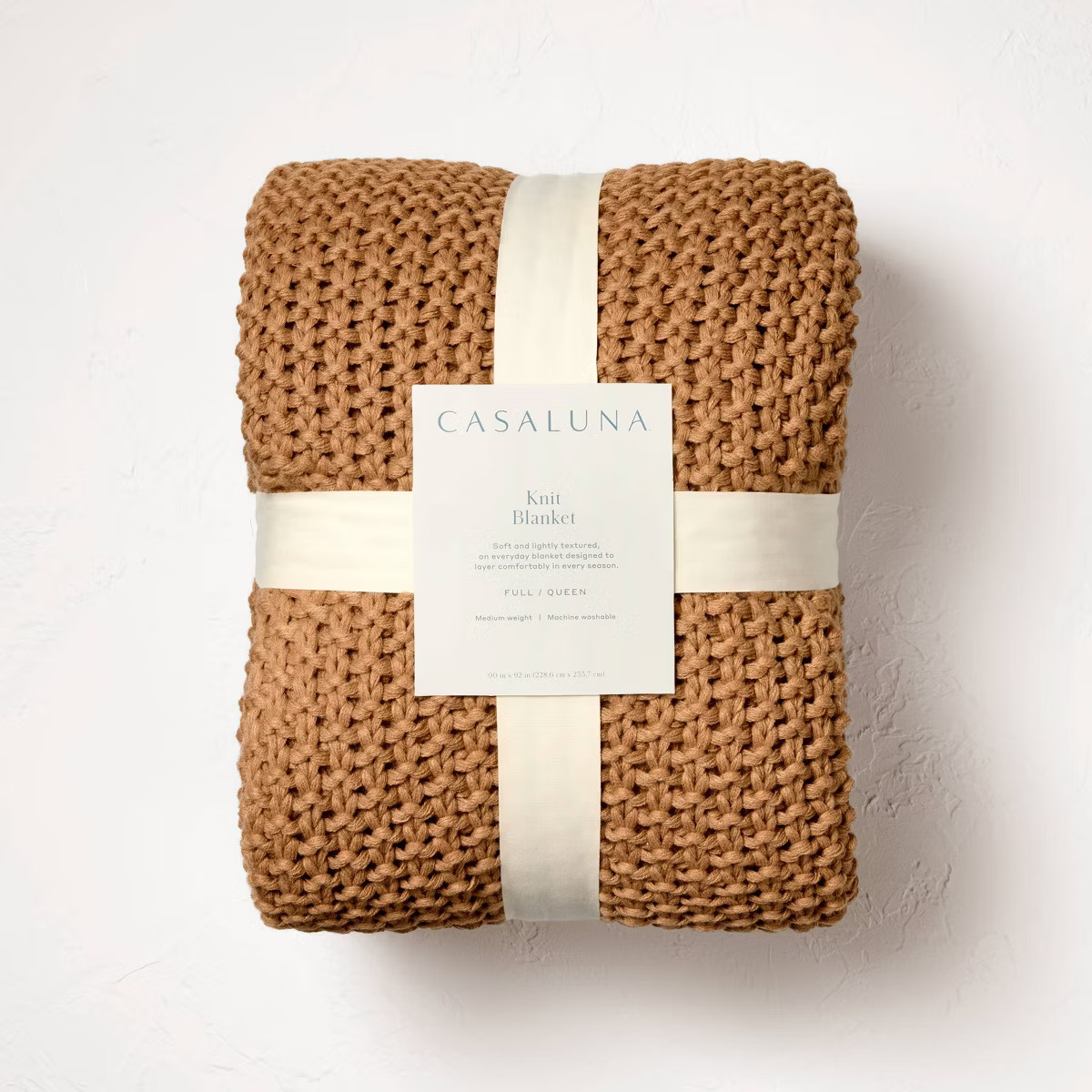 Full/Queen Chunky Knit Bed Blanket Warm Brown - Casaluna™: Acrylic Sweater Knit, Machine Washab... | Target