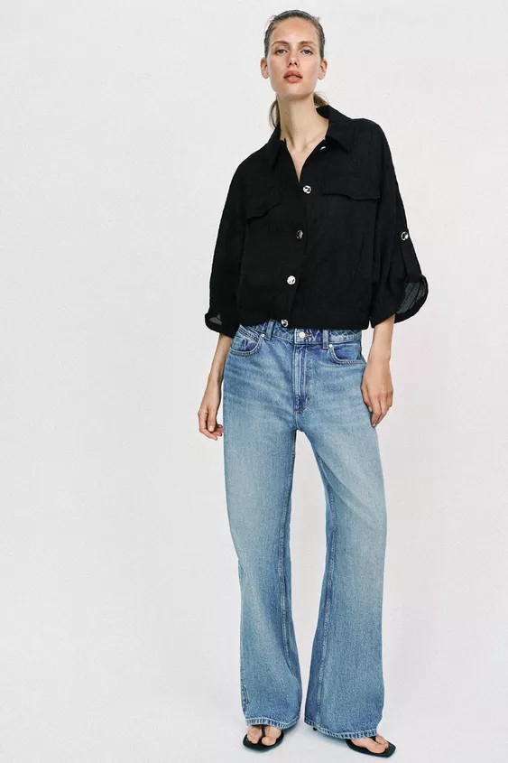 TABBED SLEEVE SAFARI BLOUSE | Zara US
