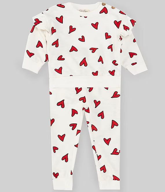 Baby Girls 12-24 Months Long-Sleeve Valentine's Day Heart-Printed Sweatshirt & Matching Jogger Pa... | Dillard's