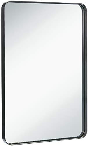 Hamilton Hills - Espejo de pared de metal cepillado contemporáneo | Panel de cristal negro enmar... | Amazon (US)