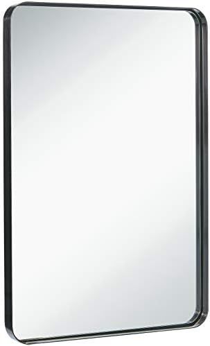 Hamilton Hills - Espejo de pared de metal cepillado contemporáneo | Panel de cristal negro enmar... | Amazon (US)
