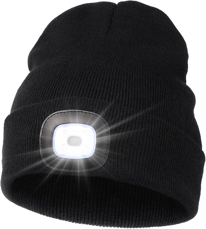 MELASA Unisex Hat with Light, USB Rechargeable Hands Free Headlamp LED Beanie, Winter Gifts for M... | Amazon (US)