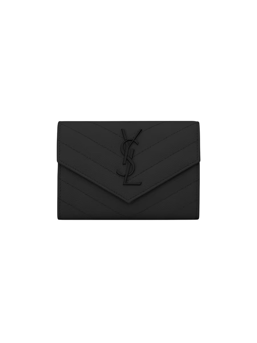 Cassandre Matelass Small Envelope Wallet in Grain de Poudre Embossed Leather | Saks Fifth Avenue
