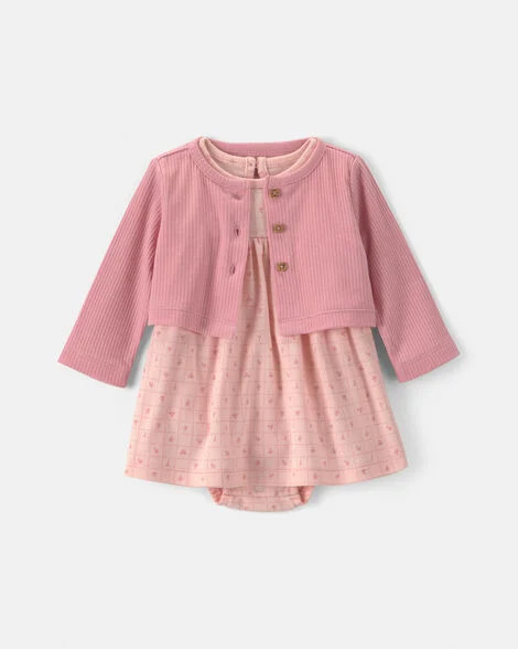 Baby Girl 2-Piece Floral Cardigan Dress Set - Pink | Carter's | Carter's Inc