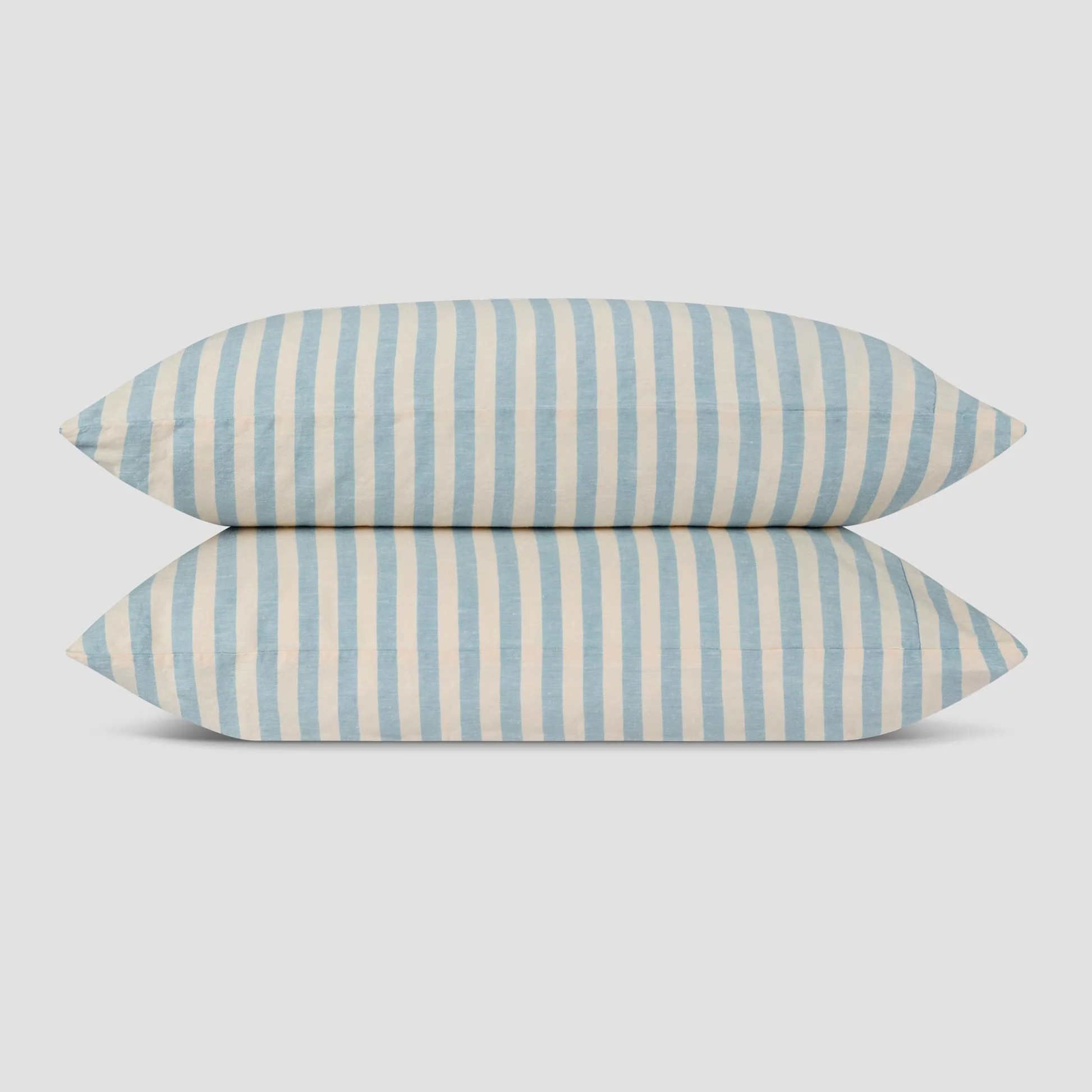 Coastal Blue Pembroke Stripe Linen Blend Pillowcase (Pair) | Piglet