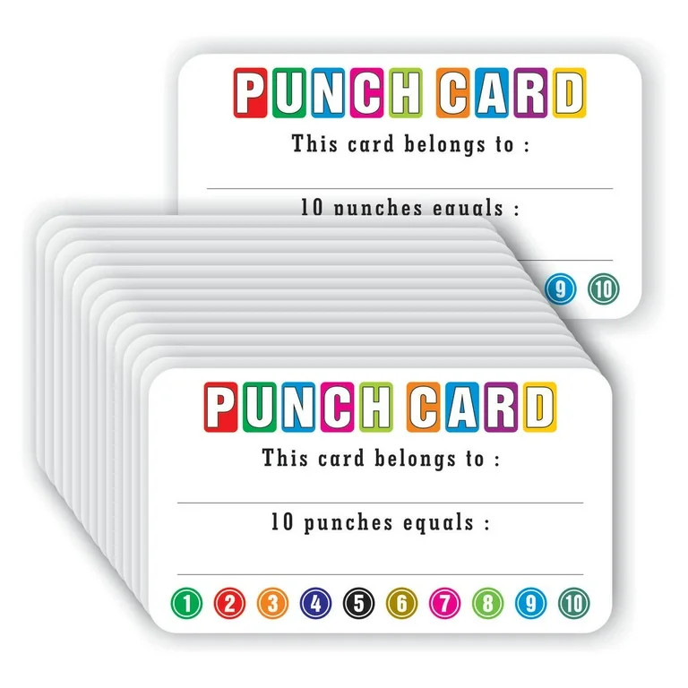 Punch Cards (Pack of 100) Incentive Loyalty Reward Card for Classroom Business Kids Behavior Stud... | Walmart (US)
