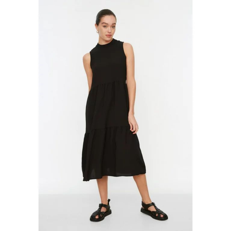 Trendyol Women Midi A-Line Regular Fit Woven Dress | Walmart (US)