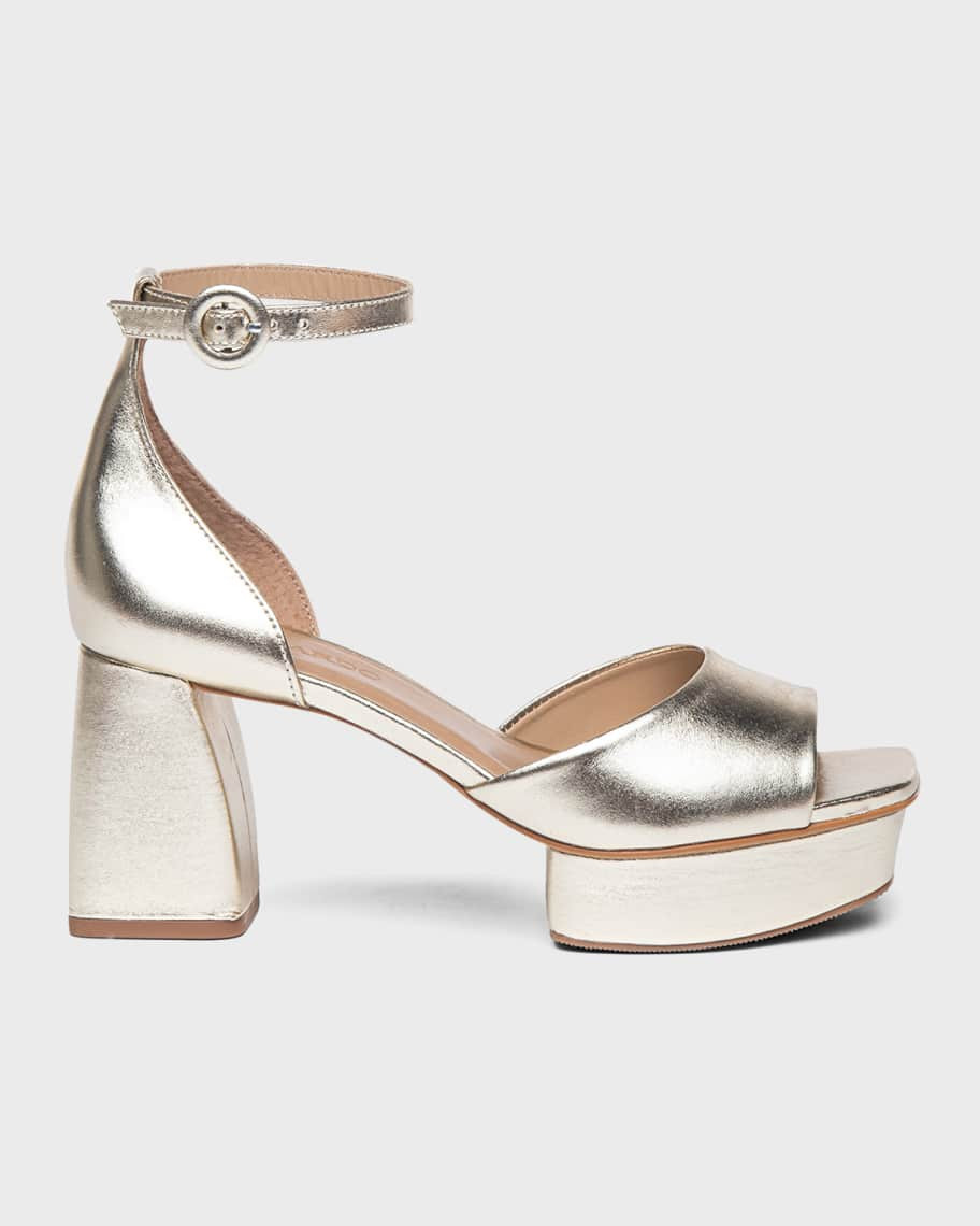 Bernardo Raleigh Metallic Ankle-Strap Platform Sandals | Neiman Marcus