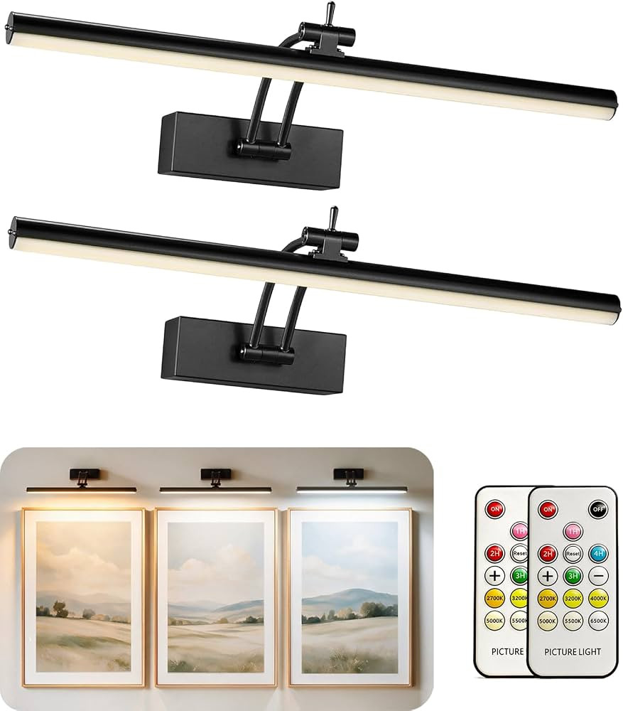 Yuichoy 2 Pack Picture Lights for Wall Battery Operated, 16 inch Wireless Art Lighting for Painti... | Amazon (US)