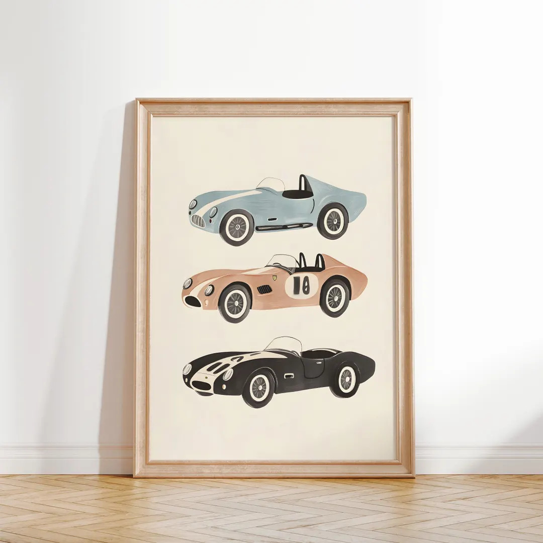 Vintage Car Wall Art, Retro Car Prints, Kids Room Decor, Boys Room Art, Classic Car Nursery Decor... | Etsy (US)