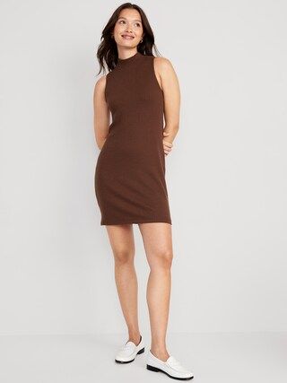 Sleeveless Mock-Neck Rib-Knit Mini Shift Dress for Women | Old Navy (US)