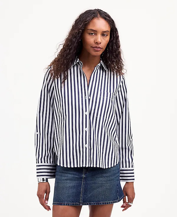 Easy Y-Neck Button-Up Shirt | Madewell