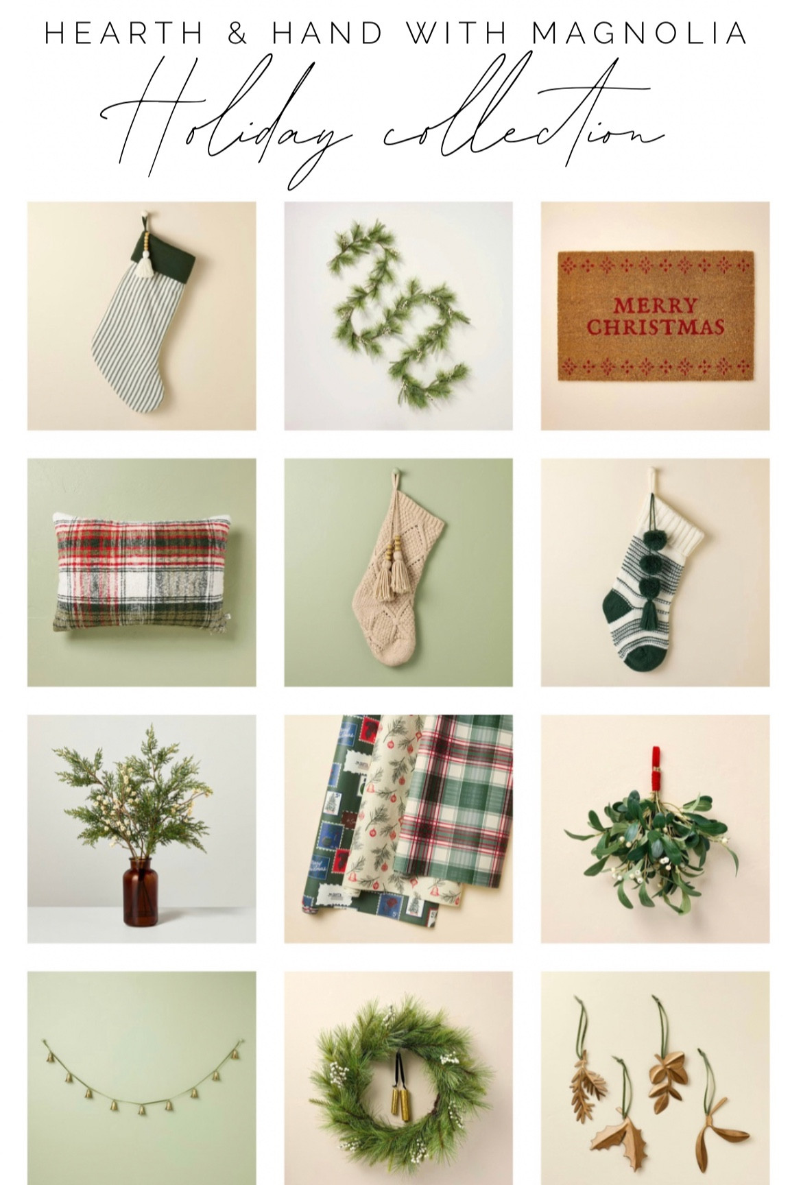 Target hearth and hand with magnolia holiday collection. Christmas stockings, holiday wrapping paper, holiday pillows, doormats, and more 

#LTKhome #LTKSeasonal #LTKfindsunder50