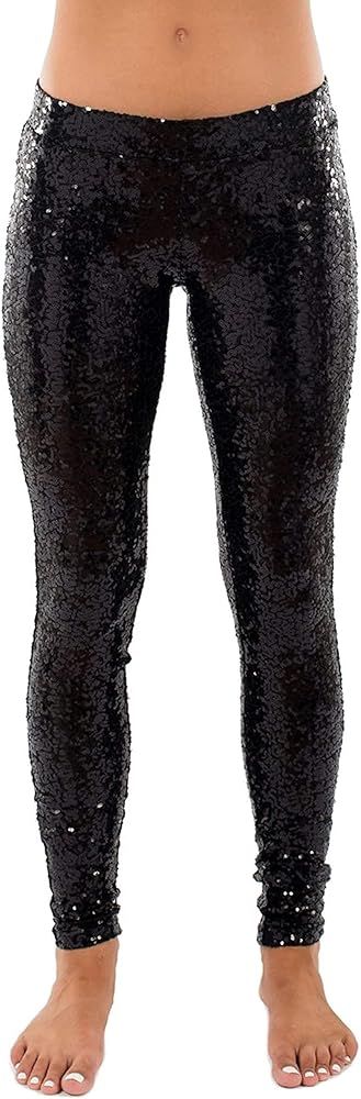Black Sequin Leggings - Shiny Black Tights for Women (Small) at Amazon Women’s Clothing store | Amazon (US)