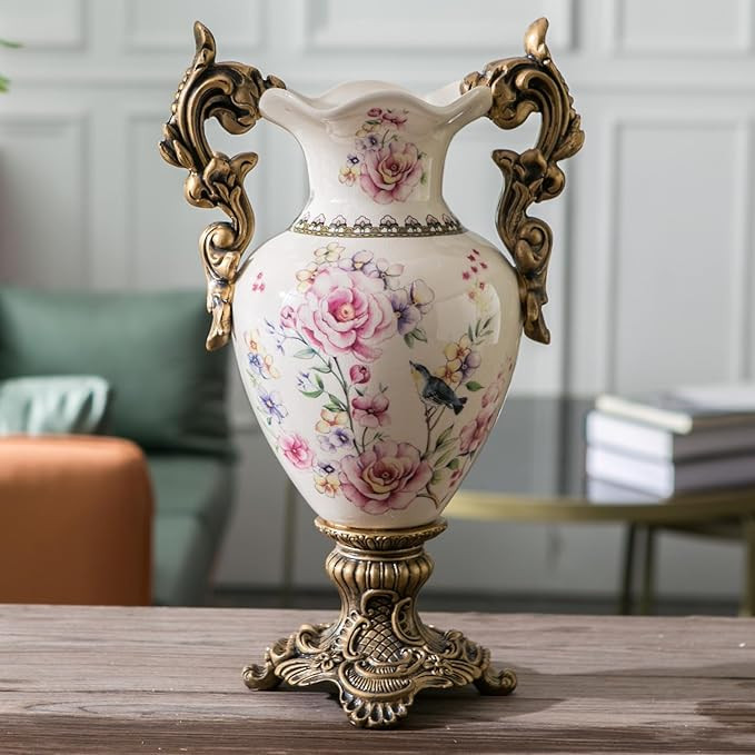 Tall Table Modern Vase,Large Ceramic Flower Vases for Shelf Home Decor,Creative Classic Pink Vase... | Amazon (US)