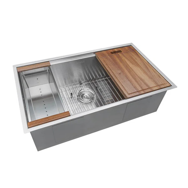 Ruvati 32-inch Workstation Ledge Undermount 16 Gauge Stainless Steel Kitchen Sink Single Bowl | Wayfair North America