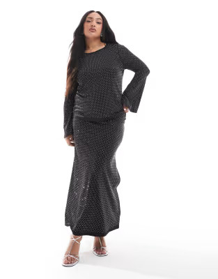 Renee Studio x Michelle Nayla exclusive all over hotflix top & maxi skirt co-ord in black | ASOS (Global)