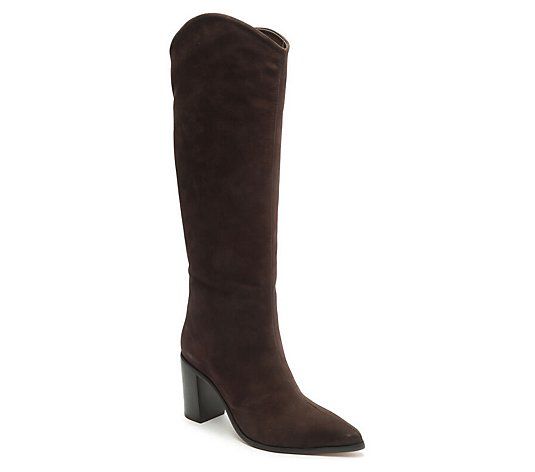 Schutz Suede Knee High Heeled Boots - Maryana Block - QVC.com | QVC