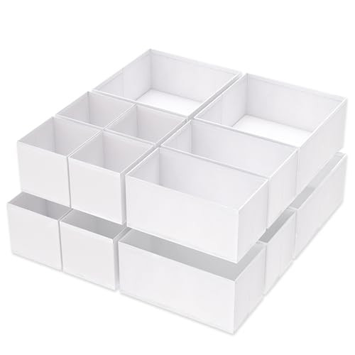 Criusia 16 Pack Underwear Drawer Organizer, Drawer Organizer Clothes, Foldable Cloth Storage Box Closet Dresser Drawer Divider Organizer for Clothes, Scarves (White) | Amazon (US)