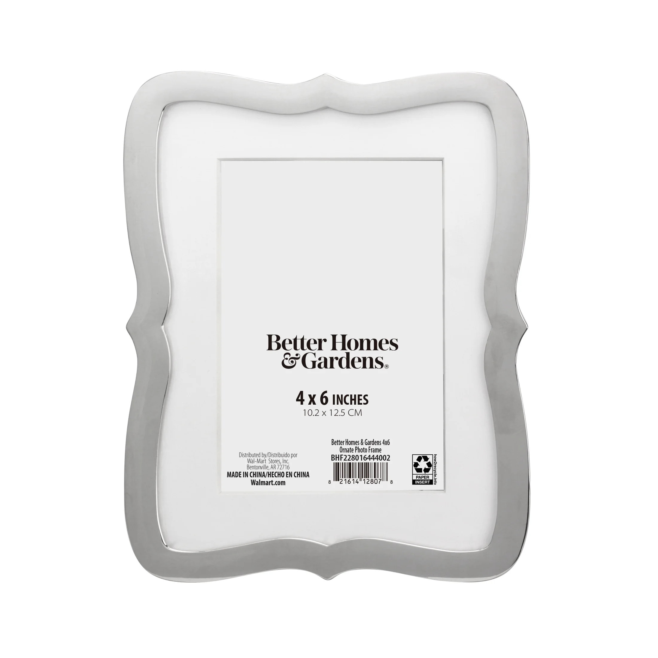 Better Homes & Gardens 4x6 Ornate Tabletop Picture Frame, Silver | Walmart (US)