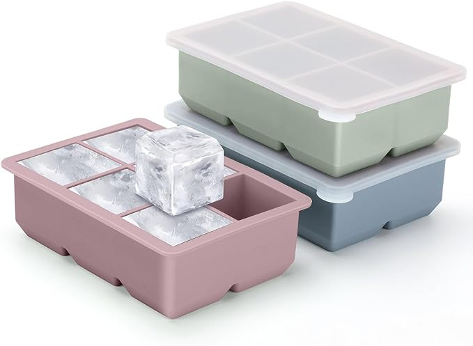 Silicone Ice Cube Trays 3 Pack - Large Size Silicone Ice Cube Molds with Leak Proof Removable Lid... | Amazon (US)