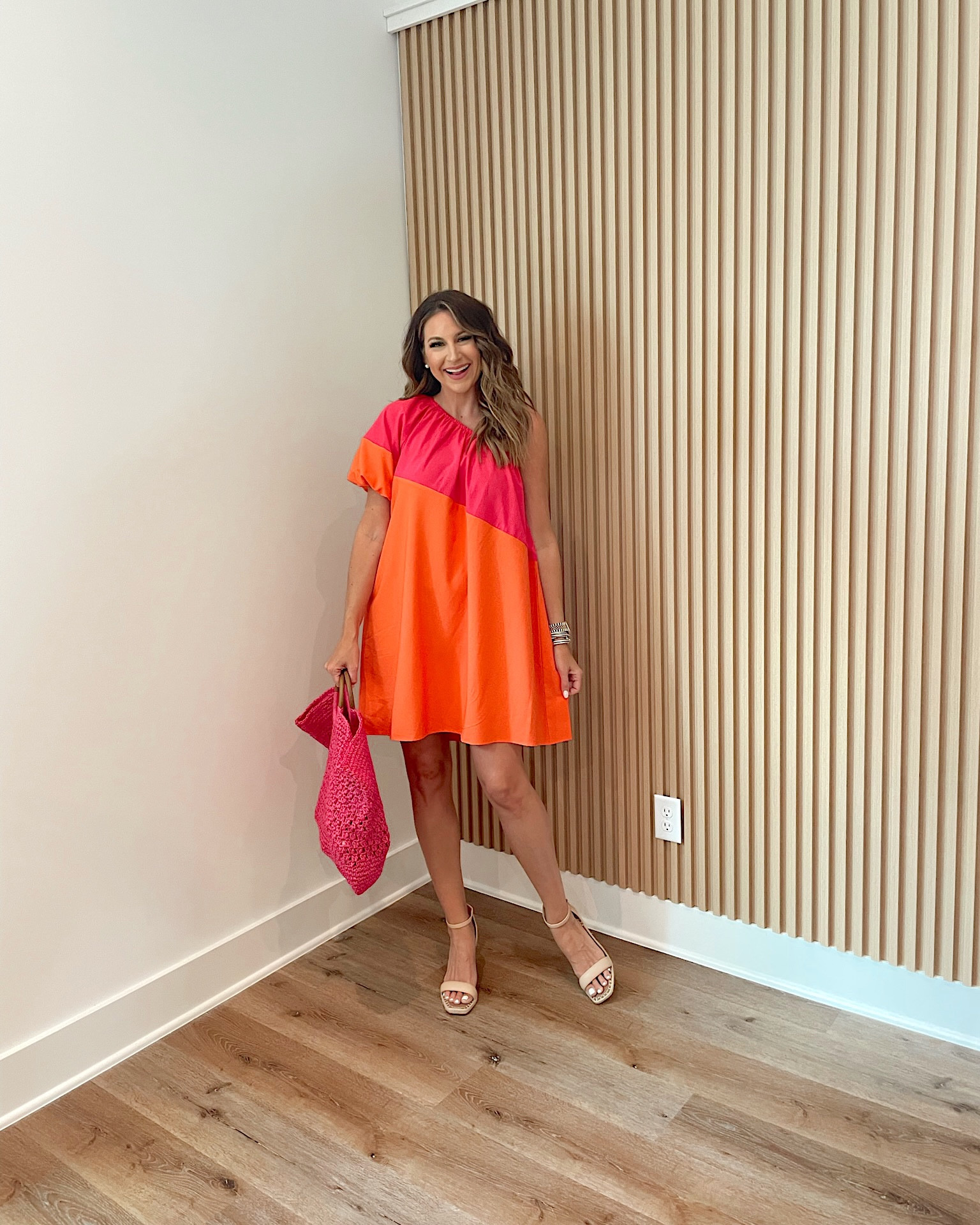 In a small orange/pink colorblock one shoulder tunic dress, wedges and accessories for summer looks from amazon - pink crochet bag from target - all fits TTS.

#LTKunder50 #LTKSeasonal #LTKstyletip