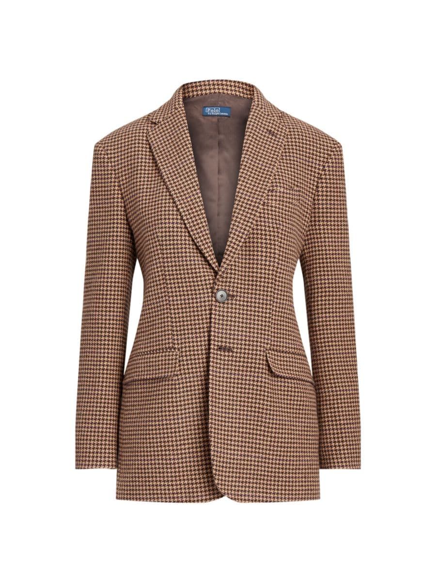 Houndstooth Tweed Cotton-Wool Blazer | Saks Fifth Avenue