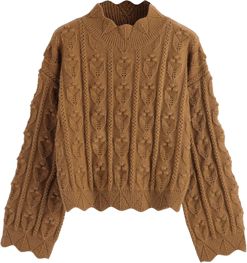 CIDER Tractor Textured High Neck Sweater: Ginger, M | Amazon (US)