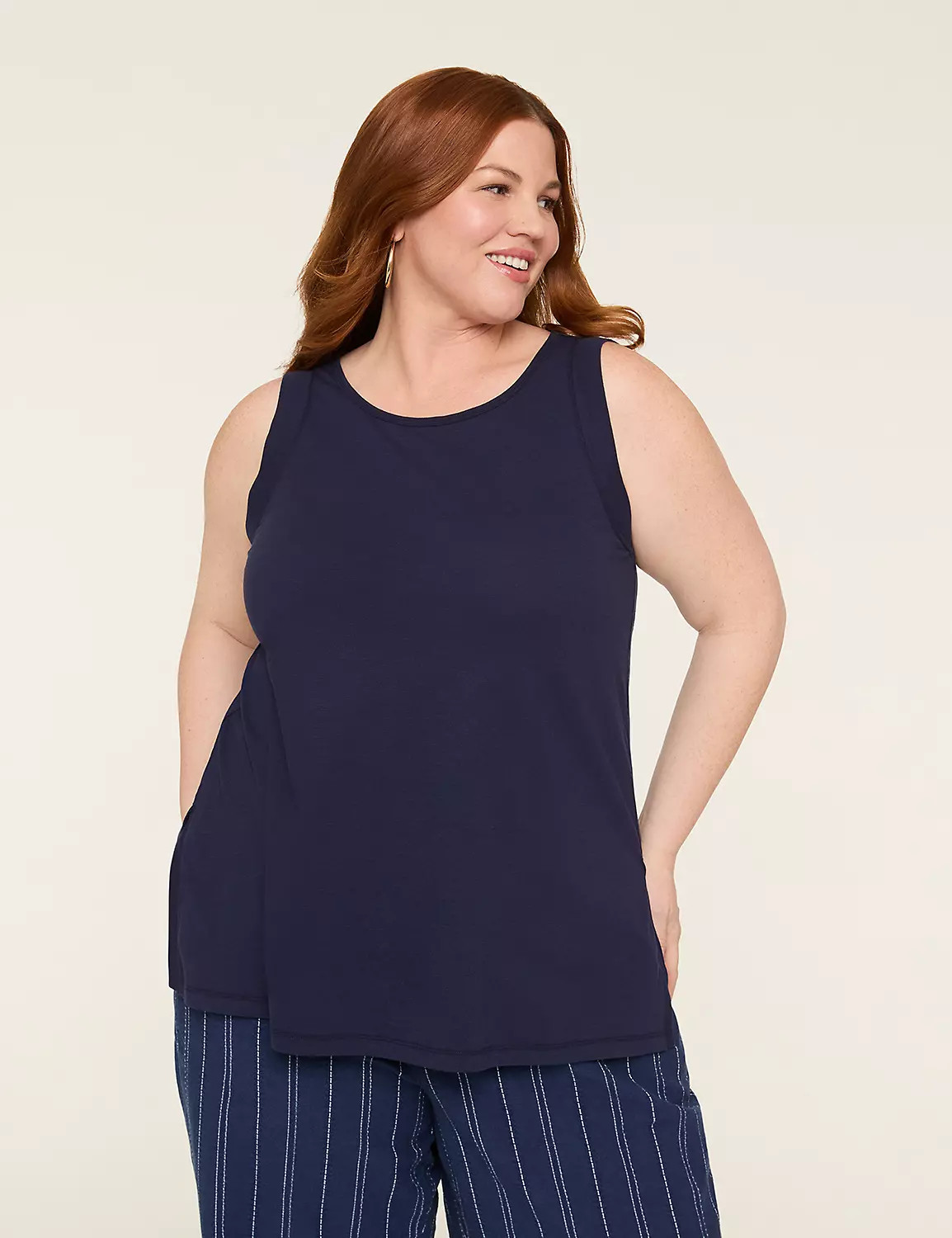 Trim-Detail Crew-Neck Tank | Lane Bryant (US)