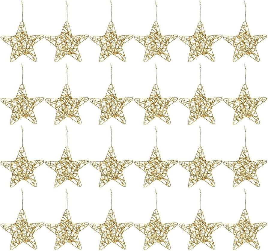 Juvale 24 Pack Gold Star Ornaments for Christmas Tree, Bulk Holiday Decorations (6 Inches) | Amazon (US)