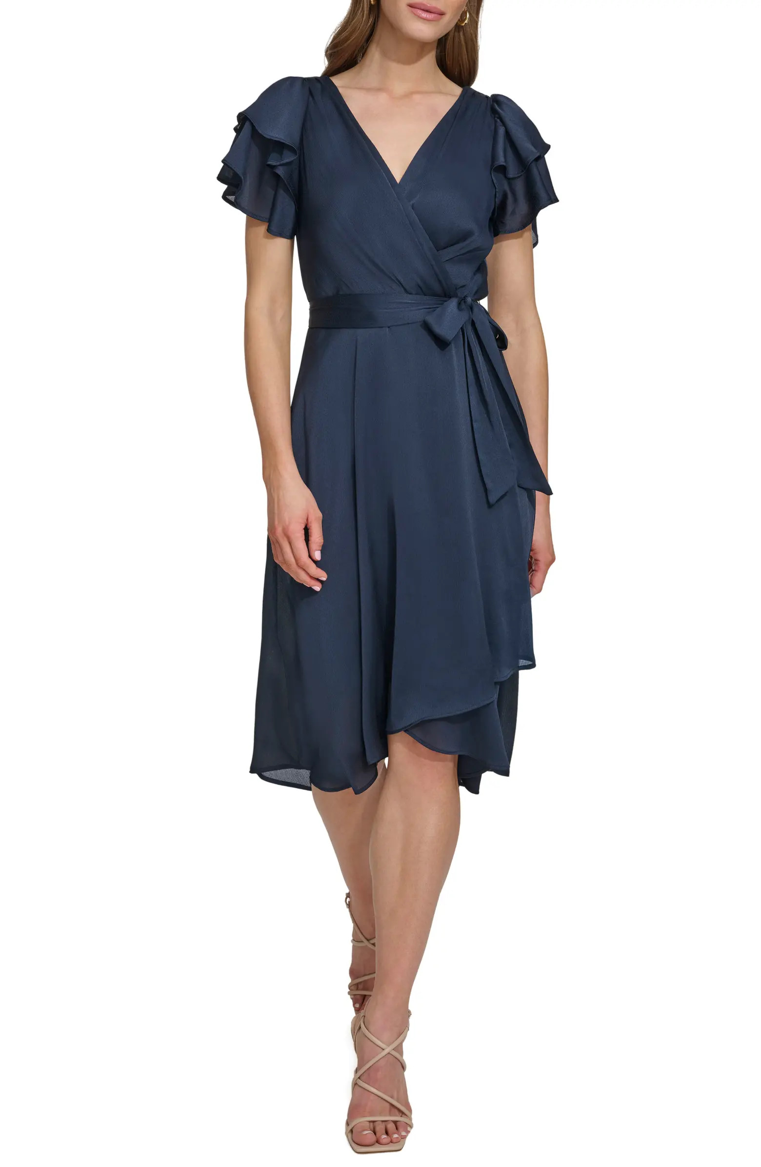 Flutter Sleeve Tie Waist Dress | Nordstrom Rack