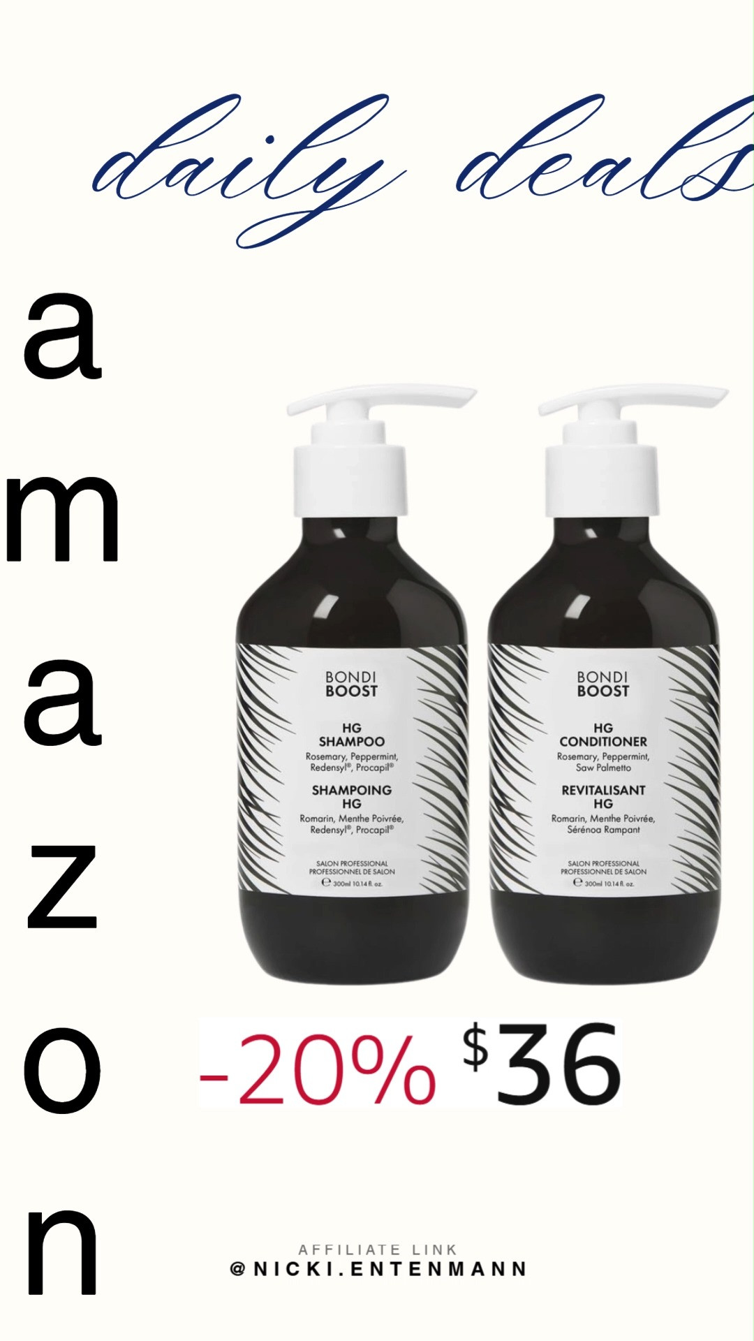 This BondiBoost HG anti thinning shampoo conditioner set brings cheerful charm and effortless care to hair routines with nourishing design and modern style. #BondiBoost #HairCare #Shampoo #Conditioner #AntiThinning #HealthyHair #HairEssentials #BeautyCare #DailyRoutine #ModernLiving 💆‍♀️✨🌿 

 #LTKselfcare #LTKSaleAlert #LTKBeauty
