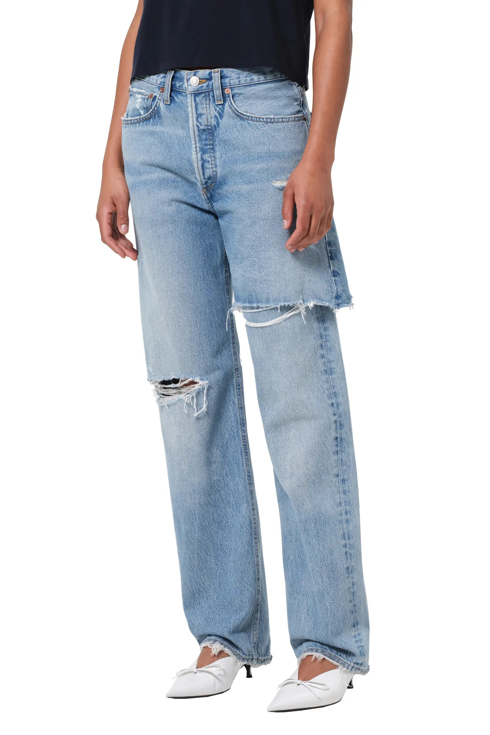 AGOLDE Amryn Double Layer Ripped Straight Leg Jeans (Women) | Nordstrom | Nordstrom
