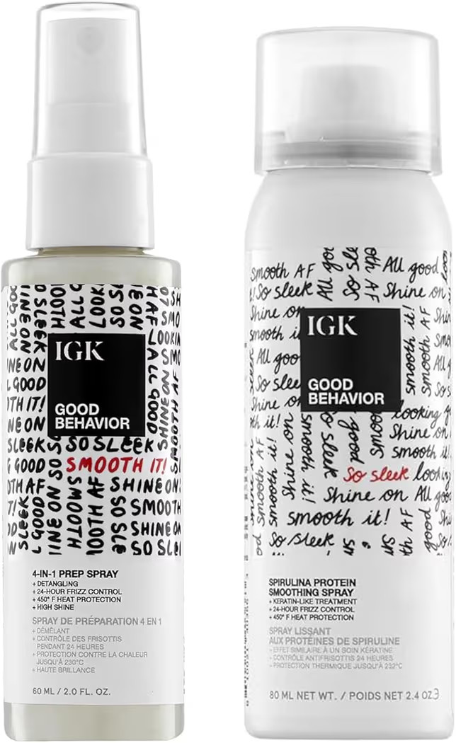 IGK GOOD BEHAVIOR Smoothing Frizz Fighters Travel Set | 4-in-1 Prep Spray + Spirulina Protein Smo... | Amazon (US)