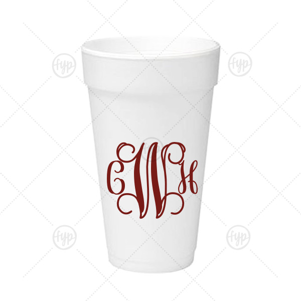 Vine Monogram Foam Cup | ForYourParty