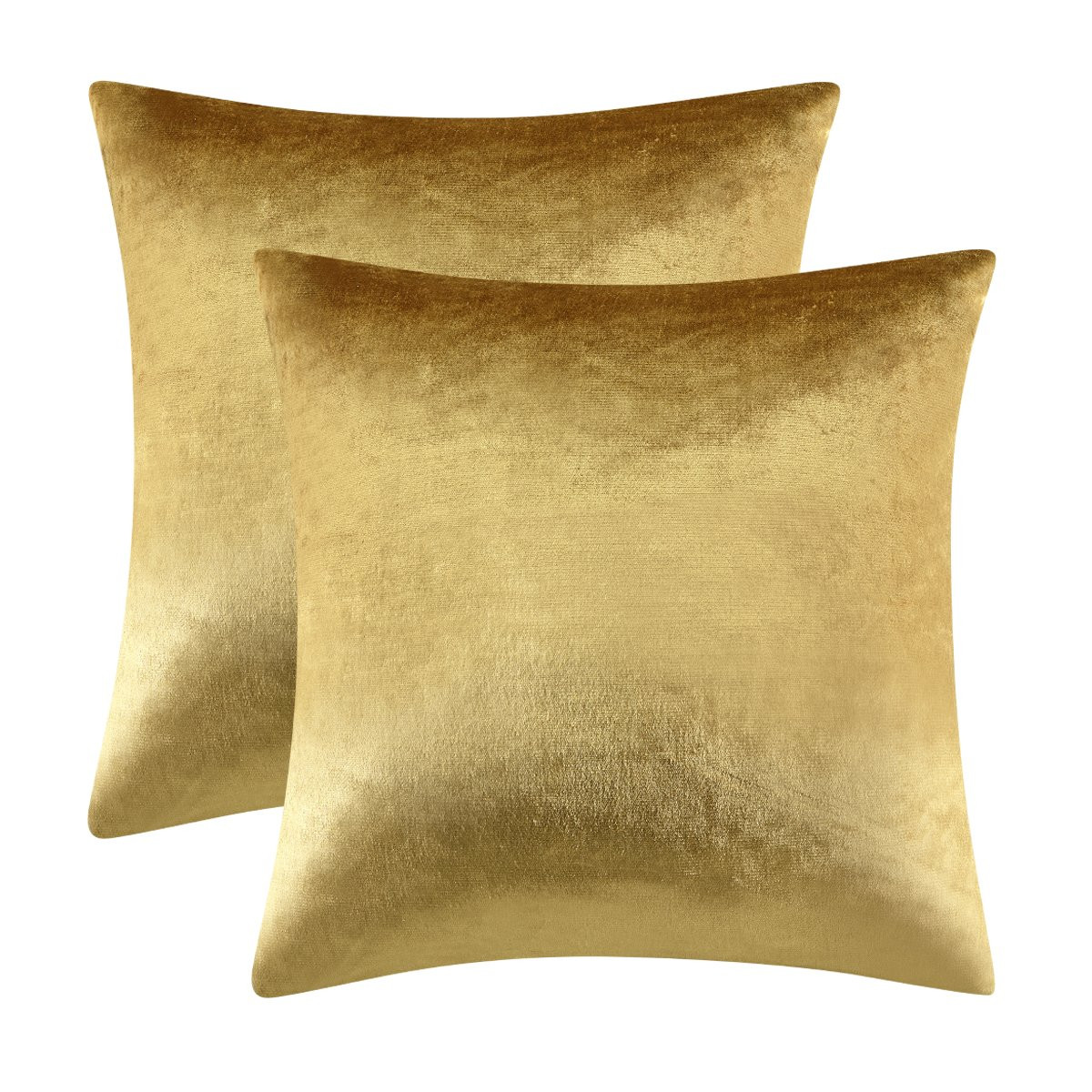 GIGIZAZA Gold Velvet Decorative 20x20 Throw Pillow Covers for Sofa Bed 2 Pack Soft Cushion Cover | Amazon (US)